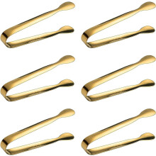 6 Mini-Eiszangen aus goldfarbenem Edelstahl