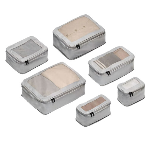Pochettes de Compression de bagages étanches, 6 pièces,-Gris
