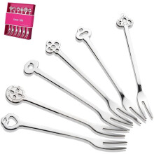 Conjunto de 6 garfos para frutas em aço inoxidável de 12,3 cm (4,84 pol.)