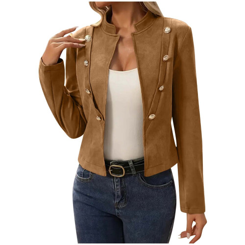Cappotto doppiopetto a maniche lunghe da donna