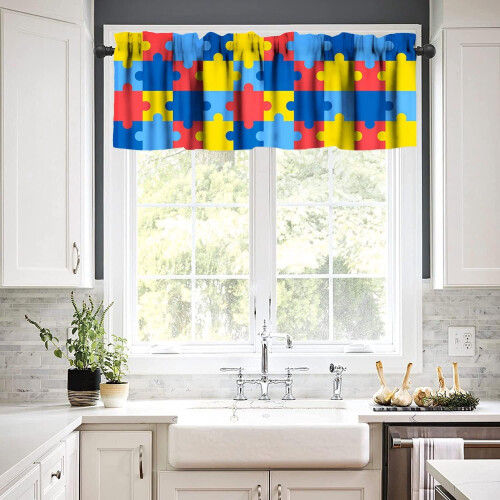 Rainbow Abstract Kitchen Valance Curtain 54x18 in 2