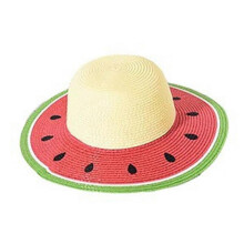 (style3) 50-54cm Hat Circumference Children's Beach Hat Summer Seaside Big Brim Sunshade Straw Hat Cute Fruit