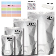 150x1-gallon Mylar-opbevaringsposer til mad med 300cc ilt