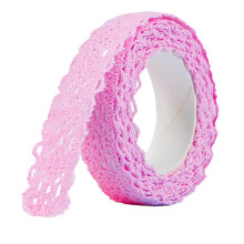 Uitgeholde Kanten Lint Tape 1,7M Decoratief Zelfklevende-Roze