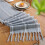 Boho Cotton Linen Table Runner 63 in Gray 3