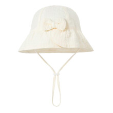 (Beige) Infants Fisherman Hat with Cute Cartoon Print, Infant Toddlers Basin Caps Breathable Bowknot Bucket Hat Gift for Girls Sky Blue