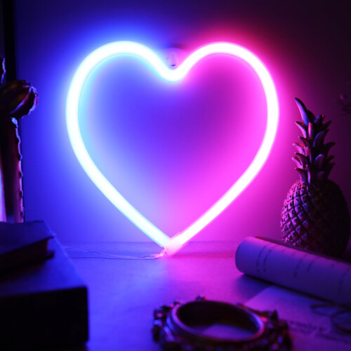 Herzförmige LED-Neonreklame – Batterie- oder USB-betrieben