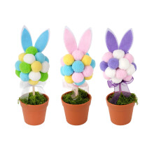 Decorazione per vaso di fiori con coniglietto pasquale e pon-pon 2026