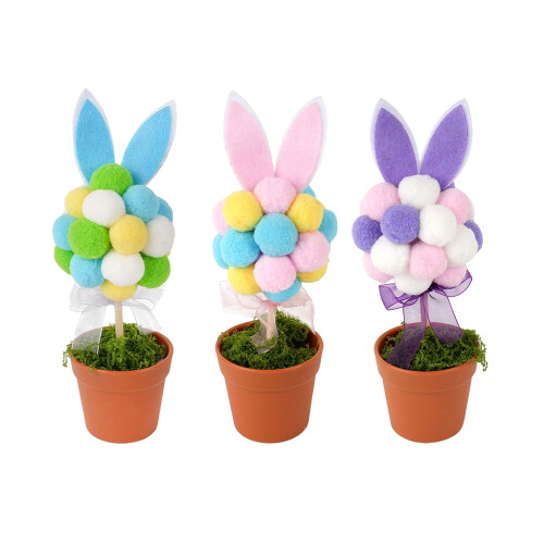 Osterhasen-Pompon-Blumentopf-Dekoration 2026