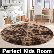 Okrągły pluszowy dywan shaggy – poliester – 122x122 cm