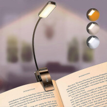 9 Led Rechargeable Book Lamp For Eye Protection, 3 Color Temperatures, Stepless Dimming, Small And Lightweight Clip-on Book Reading Lamp