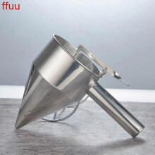 Piston funnel pancake batter dispenser, stainless steel candy funnel with stand, baking and cake decorating tool