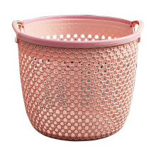 Cesto de roupa suja de plástico com alças, redondo, 19,5 cm