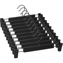 Set Of 10 Trousers Hangers, Skirt Holder Hangers, With 2 Non-slip And Adjustable Clips - Black