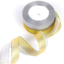 Set van transparante linten met glitter en draad – Gemengde heldere kleuren