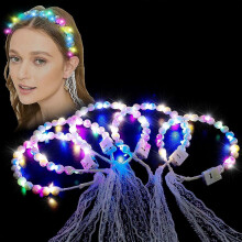 5 Pcs Light Up Pearl Headbands For Women, White Led Hair Bands Neon Hair Accessories For Girls, Halloween Christmas Festival Wedding Glow In The Dark