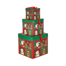 3-delade röda julklappsaskar med lock
