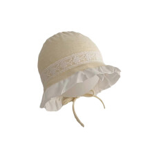(Creamy yellow) Toddler Beach Sun Hats Summer Lace Hat Baby Little Girl Infant Cotton Bonnet Cap Sun Protections Hat Photography Props Pink