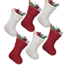 Chaussettes de Noël miniatures en tricot rustique 23 cm (lot de 3)