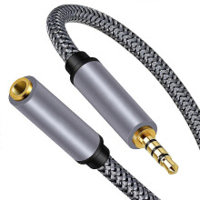 10 m 3,5 mm:n uros-naaras Aux-audiokaapeli Hifi-stereo TRRS-äänijatkokaapeli punottu mikrofoniin, kaiuttimeen, kuulokkeisiin