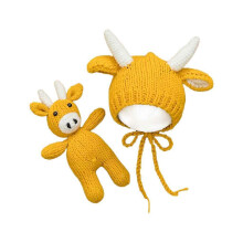 Infant Baby Photography Props Newborn Photography Hat for Boys Girls Baby Shower ellow Cow Prop Wrap Photo Hat for Doll Multicolor