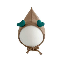 (brown) Fashionable Kids Hat Cute Pointy Top Bonnet Cap Fashionable Infants Pullover Hats Love Heart Decors Photography Hats Milky White