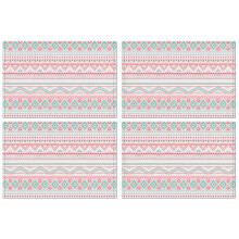 Jogo de 4 jogos americanos Boho Tribal em mistura de linho, 30x45cm