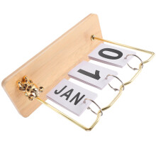 Calendario perpetuo rettangolare in legno, 1 pezzo, 9,3 x 6,1 x 3,2 pollici