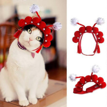 Huisdierhoofdband: zachte hoofdband met schattige oortjes, warme muts, hoofdaccessoire, paaskostuum voor katten, kittens, puppy's en kleine honden