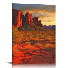 Canvas kunstprint van de zonsondergang in de Superstition Mountains
