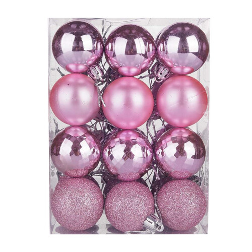 24 Pack Purple Plastic Christmas Ornament Balls 4cm
