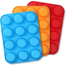 Set di 3 stampi per muffin in silicone antiaderente per alimenti