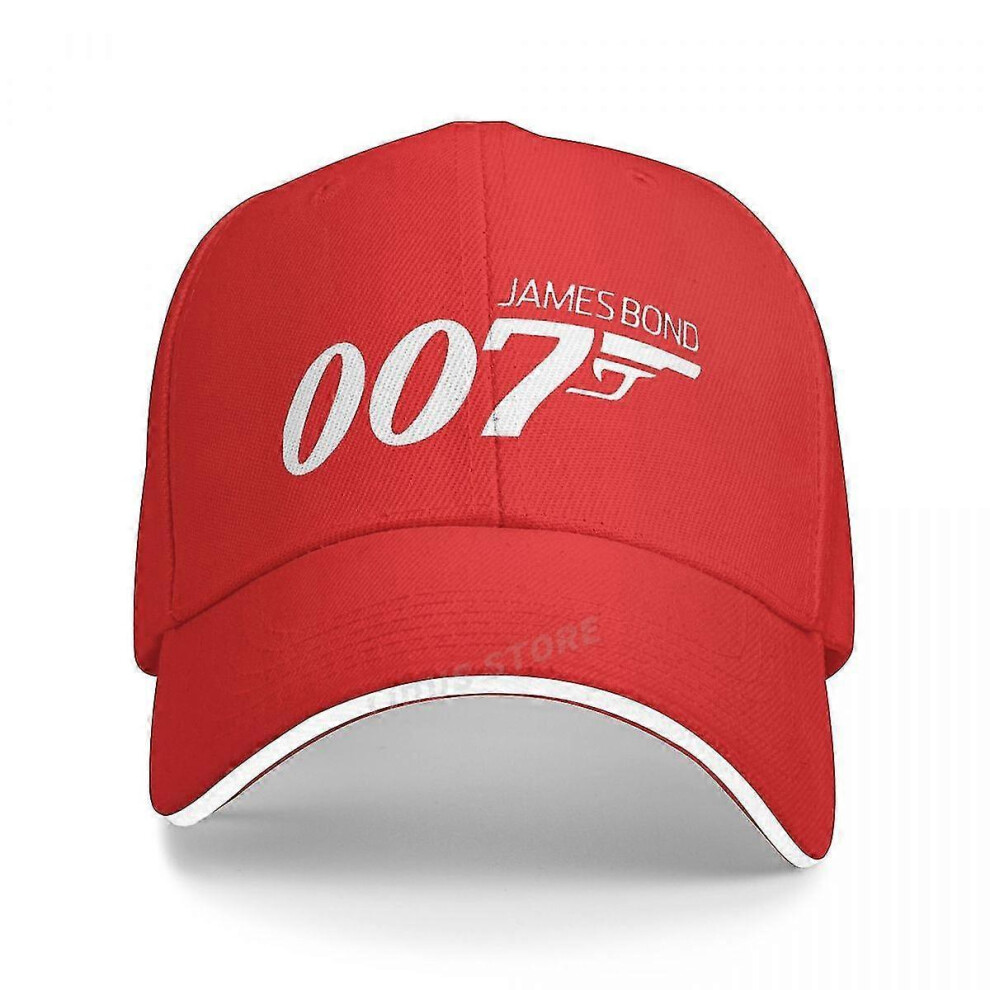 (One Size, Red) Classic Movie James Bond 007 Print Baseball Cap Funny Design Men Women Summer Hat Adjustable Snapback Hat Dad Caps Gorras-image