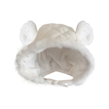 (Milky white) Baby Head Wrap Hat Spring Autumn Winter Cute Bear Beanies Cap 0-10M Girl Boys Thickened Bonnet Ear Protections Hat Milky white