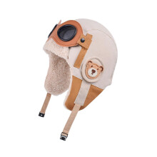 (Beige) Lovely Unisex Baby Pilot Hat With Glasses Warm Ear Flaps Lei Feng Hat Cold Winter Head Accessory royal blue