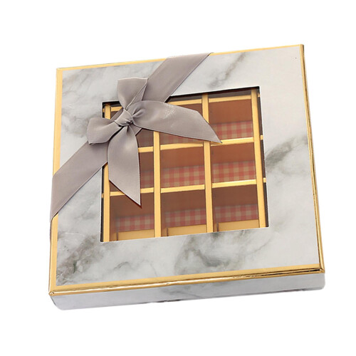 Caixa de presente de chocolates com 9 compartimentos – Cinza