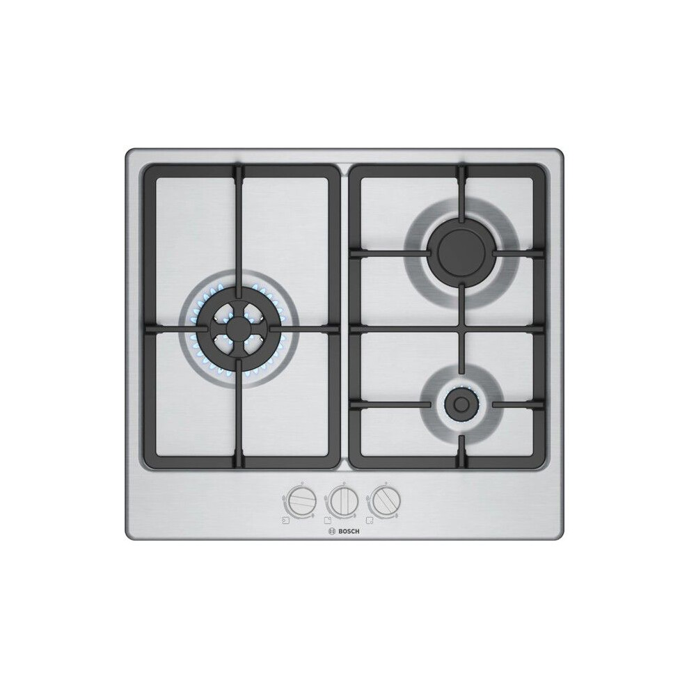 Bosch Gas Hob - Pgc6b5k90 - 3 Zones 7300W - Wok Burner - Grey
