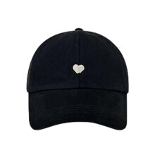 (Black) Kids Adjustable Cotton Baseball Hat With Heart Embroidery Sun Protections Hat Comfortable Weraing Hat for Boy Girls White