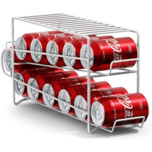 Soda Can Dispenser Rack – White Metal, 18" L x 6" W x 8" H