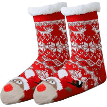 Floor Ultra-thick Christmas Socks Women's Middle And High Tube Non-slip Bottom Adults Plus Velvet Thick Indoor Cute
