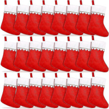24 Pack Christmas Stockings Bulk 15 Inches Red Felt Xmas Stockings Holiday Big Santa Stockings for-YuJia