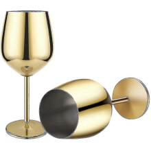 Gold Finish Wine Glass, 2 Stainless Steel Cocktail Glasses