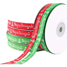 Kerstgrosgrainlint 3/8" x 50 yards (rood en groen)