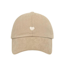(Khaki) Kids Adjustable Cotton Baseball Hat With Heart Embroidery Sun Protections Hat Comfortable Weraing Hat for Boy Girls White