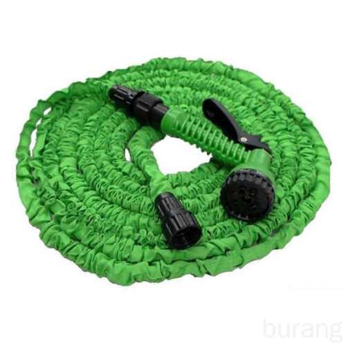 100-foot (30-meter) latex extendable flexible garden hose with nozzle