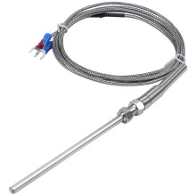 Steel Temperature Probe Pt100 Rtd Sensor Cable 2m 98 Mm 3 Wires -50 ~ 400 Celsius