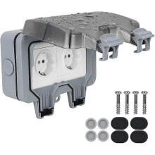 Outdoor socket outlet IP66 weatherproof for outdoor use wall socket dustproof wet room surface-mounted earthing contact outdoor socket outdoor socket