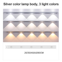 Luminária de LED para armário com sensor de movimento, 20 cm, prata espacial
