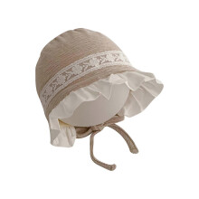 (Khaki) Toddler Beach Sun Hat Newborn Photography Prop Summer Lace Hat Princess Girl Cotton Bonnet Cap Sun Protections Hat Pink