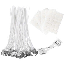 Stoppini per candele in cotone pre-cerato con base in metallo – 100 pezzi